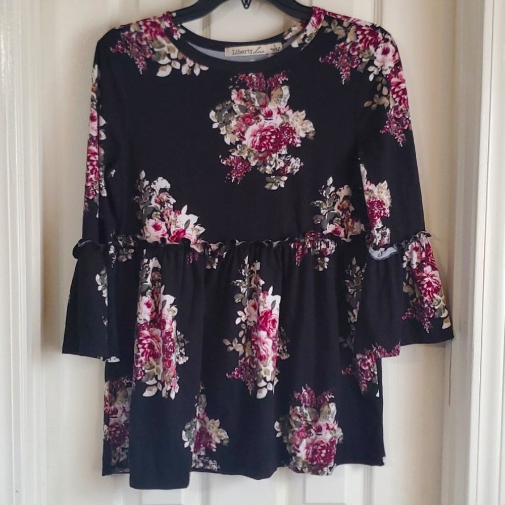 Black with‎ Flowers Shirt